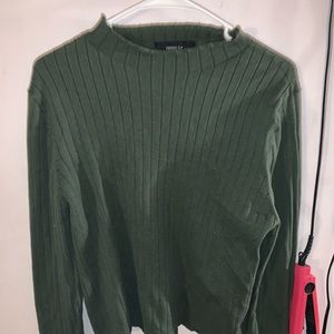 Green Button Crew Sweater